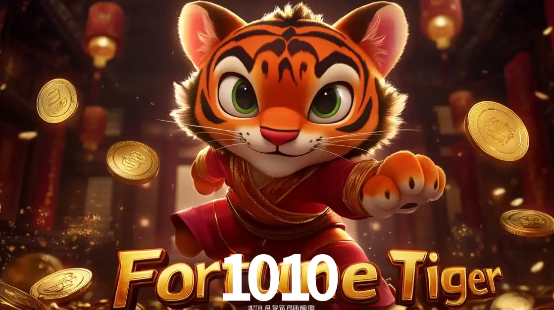 O carismático mascote do jogo de slot Fortune Tiger, um tigre fofo em pose de artes marciais, pronto para trazer sorte e multiplicadores de ganhos no cassino online 1010.